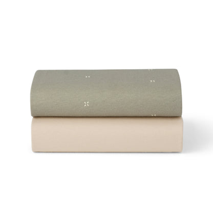 Bassinet 2 Pack Fitted Sheets - Sage Cross