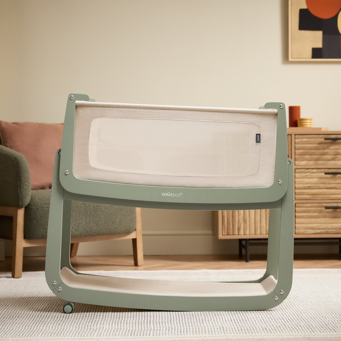SnuzPod5 Bedside Bassinet Sage